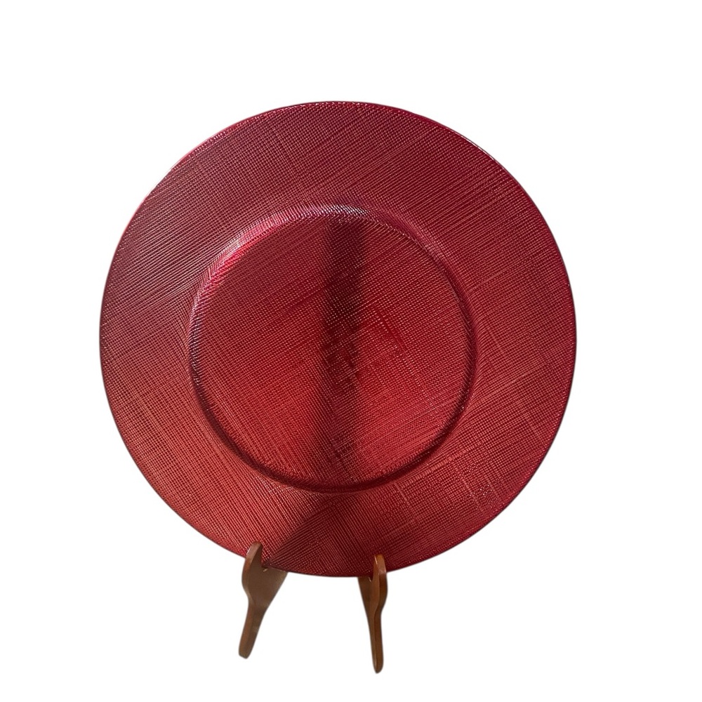 Set of 4 Villeroy & Boch Sparkle Vibrant Ruby Red 13.5” Glass Charger Plates - Picture 8 of 10